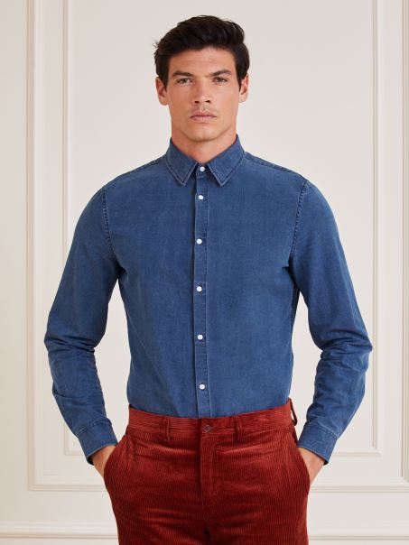 Cămașă Albastră Din Denim Guess Marciano Slim Fit