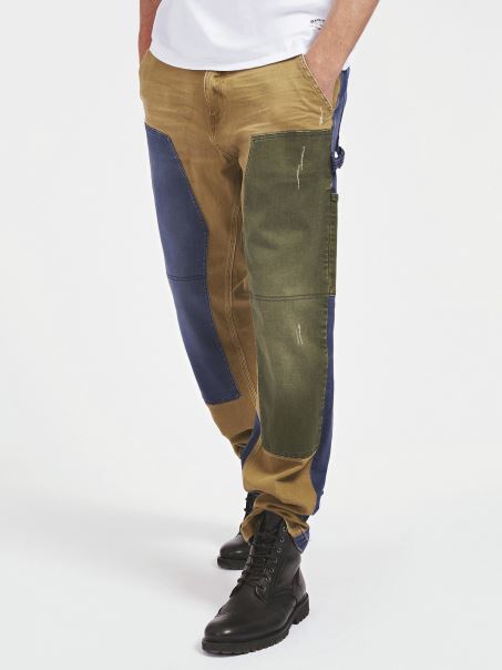 Pantaloni Guess Din țesătură în Contrast Cu Ajustare Regulată Multi Bej