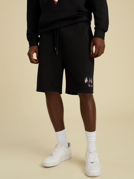 Pantaloni Scurți Cu șnur Cu Logo Negru Guess