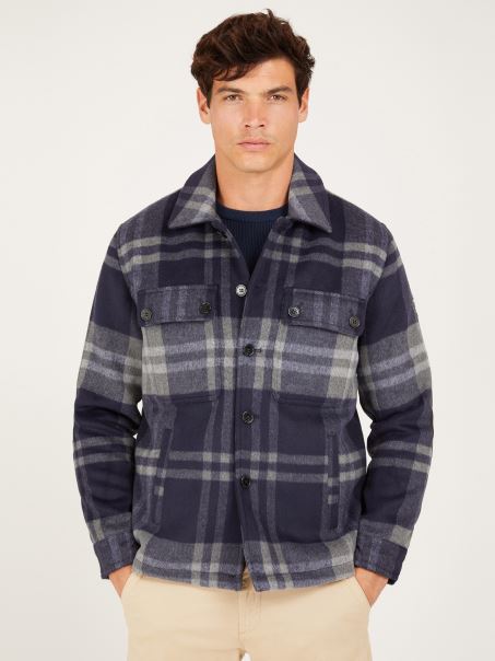 Cămașă Din Amestec De Lână Guess Cu Mai Multe Macro Check