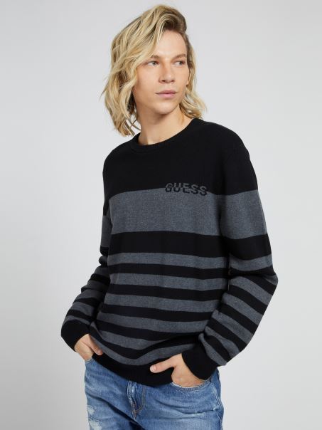 Pulover Cu Dungi Cu Gât Negru Multi Guess