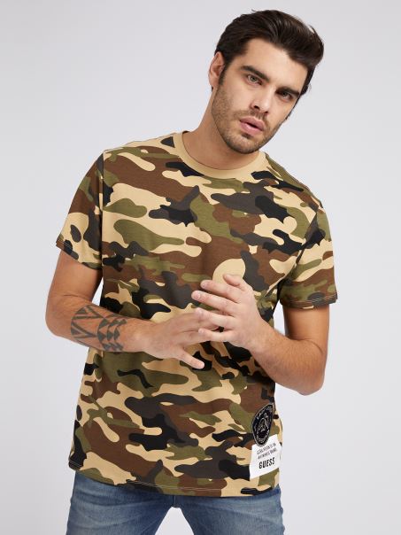 Camuflaj Guess Tricou Cu Imprimeu Camuflaj