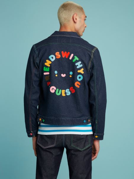 Jachetă Din Denim Cu Imprimeu Plasat Guess