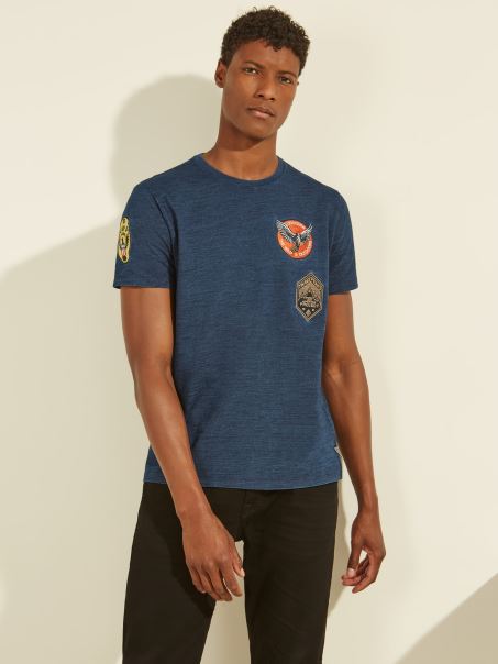 Guess Tricou Cu Detaliu Petice Alb Multi