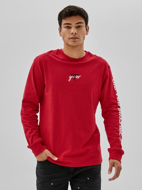 Hanorac Guess Cu Imprimeu Pe Spate Visiniu