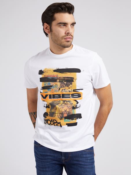 Tricou Imprimat în Față Guess White