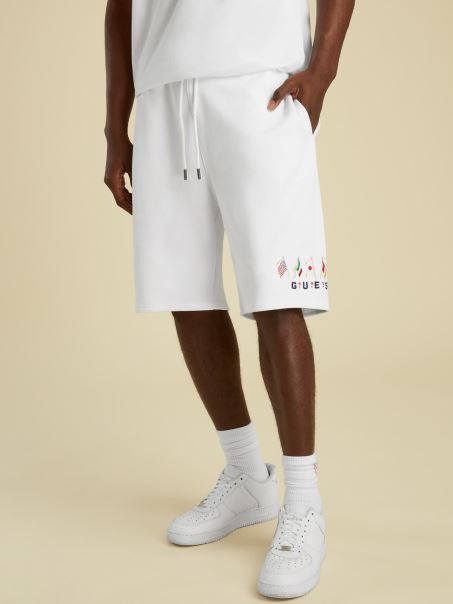 Pantaloni Scurți Cu șnur Cu Logo Guess Alb