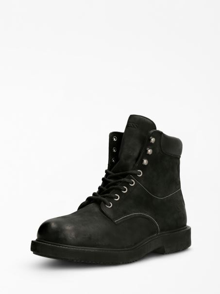 Botine Guess Neagra Laion Din Piele Naturala