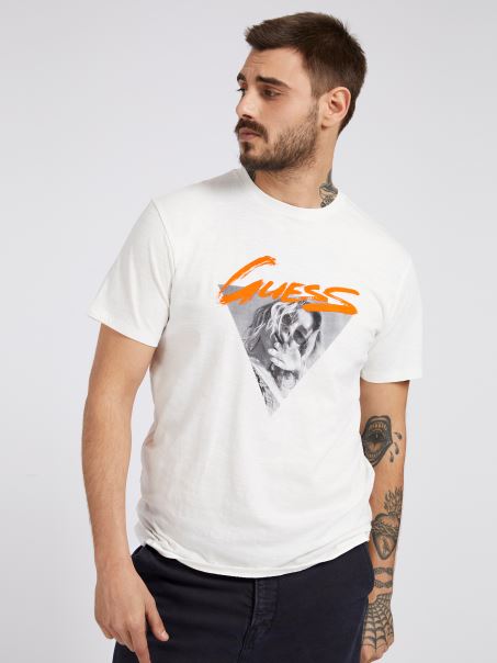Tricou Imprimat în Față Alb Guess