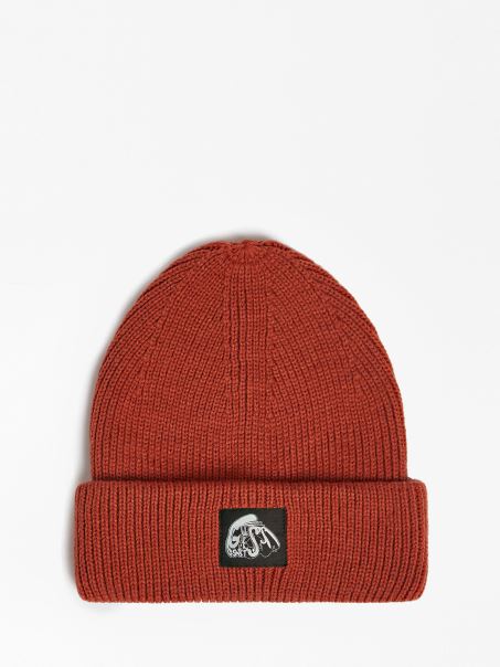 Pălărie Portocalie Guess Cu Logo în Față