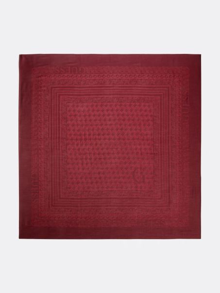 Guess Logo Script Geometric Eșarfă Roșie