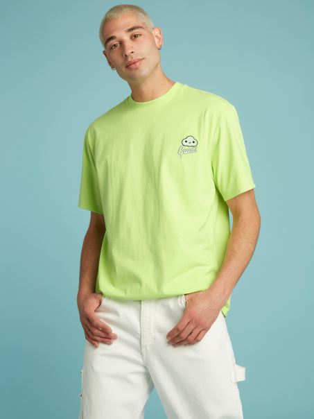 Guess Tricou Cu Imprimeu Plasat Verde