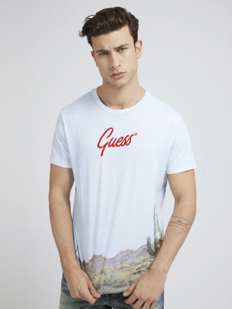 Tricou Cu Imprimeu Peste Tot Alb Multi Guess