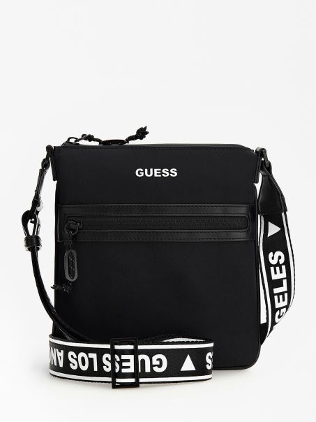 Geantă Crossbody Guess Cu Logo Negru Certosa Tech