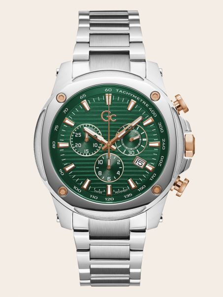 Ceas Cronograf Din Oțel Guess Argintiu Gc