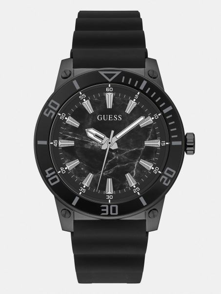 Ceas Analog Cu Silicon Negru Guess