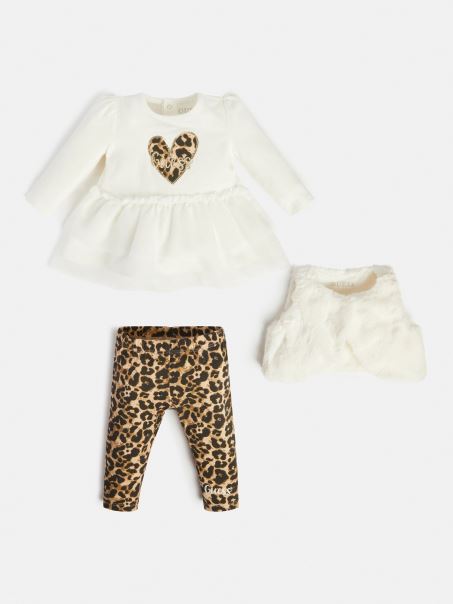 Vestă De Blană Artificială Albă Guess, Jambiere De Tricou