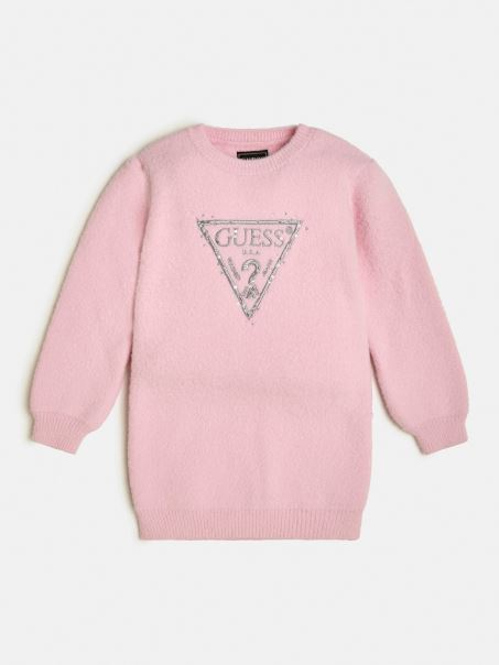 Rochie Pulover Cu Logo Triunghi Guess Roz