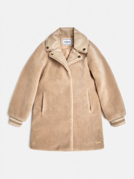 Geacă De Blană Artificială Guess Bej