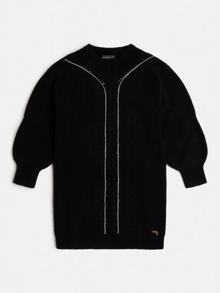 Rochie Pulover Din Amestec De Lana Neagra Guess