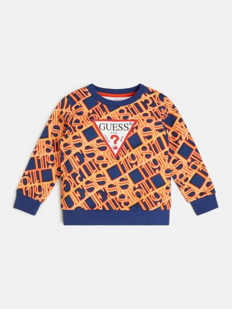 Hanorac Portocaliu Cu Imprimeu Peste Tot Guess