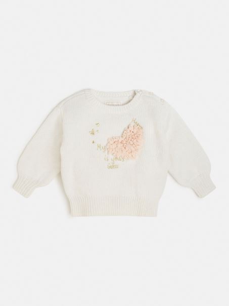 Guess Pulover Cu Gât Alb