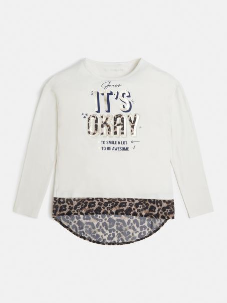 Tricou Alb Cu Imprimeu Animalier Guess