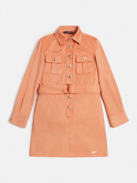 Rochie Portocalie Guess Cu Buton Cu Logo