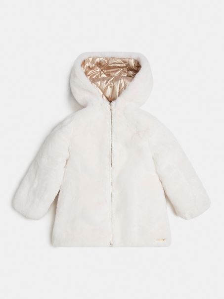 Jachetă Reversibilă Guess Blană Artificială Aurie