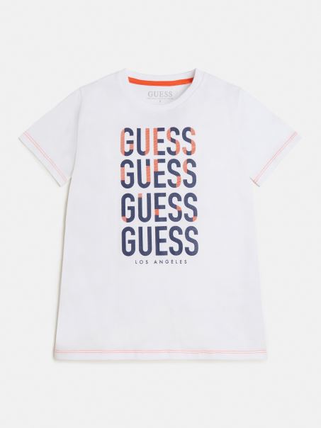 Gues Tricou Cu Logo în Față Tendință Albă