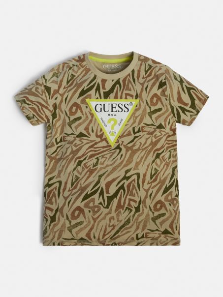 Guess All Over Tricou Cu Imprimeu Verde Multi