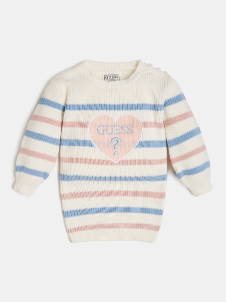 Rochie Albă Cu Mai Multe Dungi Guess