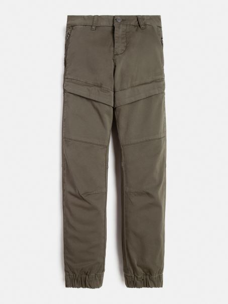 Pantaloni Cargo Din Satin Green Guess
