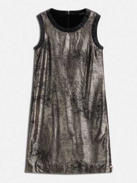 Rochie Auriu Din Piele Intoarsa Artificiala Guess