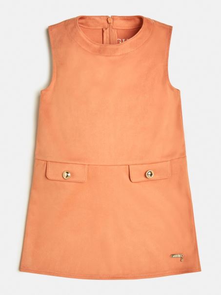 Rochie Guess Din Piele Intoarsa, Portocalie