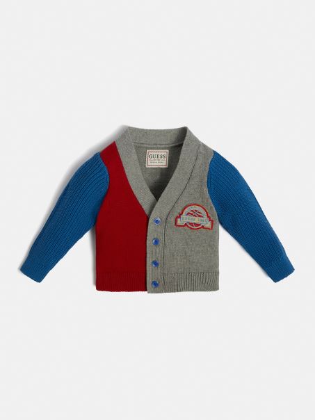 Cardigan Bloc De Culoare Roșu Multi Guess