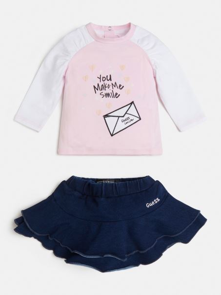 Set De Tricou și Fustă Guess Roz