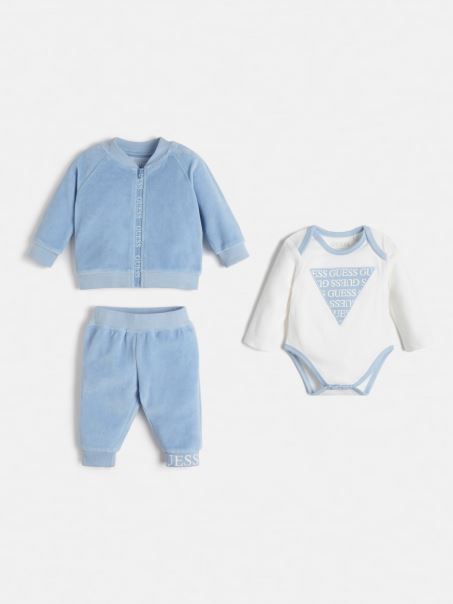 Guess Corp și Pantaloni Cu Logo Albastru Deschis