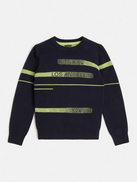 Pulover Cu Dungi Albastre Guess