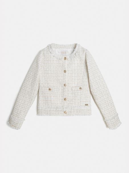 Jachetă Din Tweed Guess White
