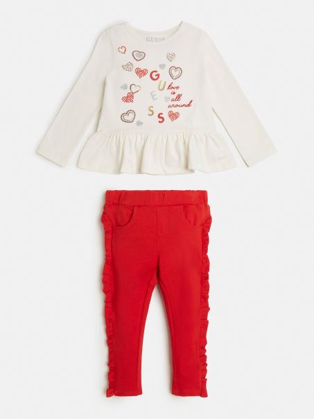 Set De Tricou și Pantaloni Guess White