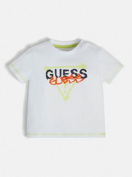 Tricou Cu Logo în Față Alb Guess
