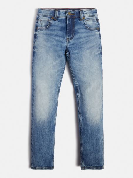 Pantaloni Denim Slim Fit Guess Albastru Noua Tendinta
