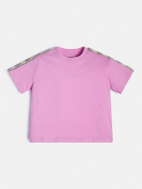 Tricou Crop Cu Logo Guess Roz