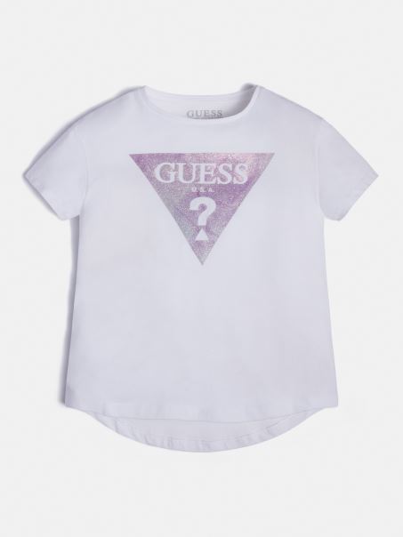 Tricou Alb Cu Logo Guess Tringle Frontal