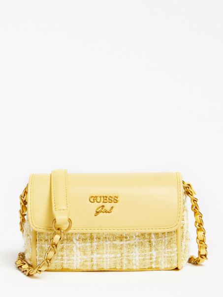 Geanta Crossbody Danila Tweed Lemon Guess