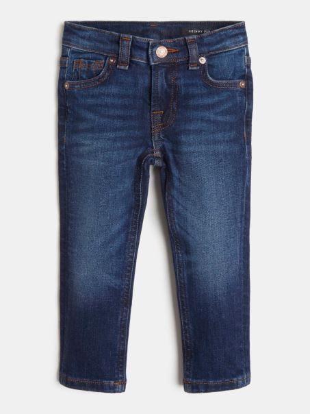 Guess Pantaloni Denim Skinny Fit Albastru Noua Moda