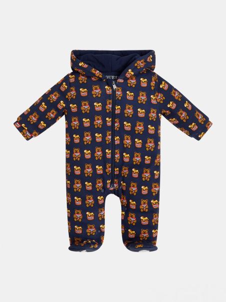 Guess Căptușit Peste Tot Logo-ul Salopetă Albastru Multi