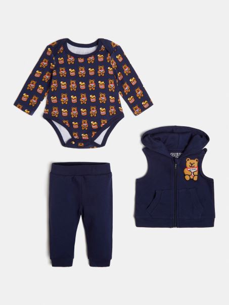 Vesta Cu Logo-ul în Față, Corpul și Pantalonul Guess Albastru închis