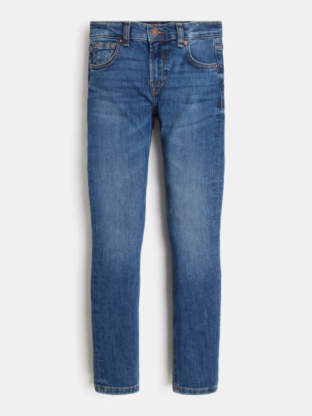 Pantaloni De Denim Skinny Fit Guess De Moda Albastru